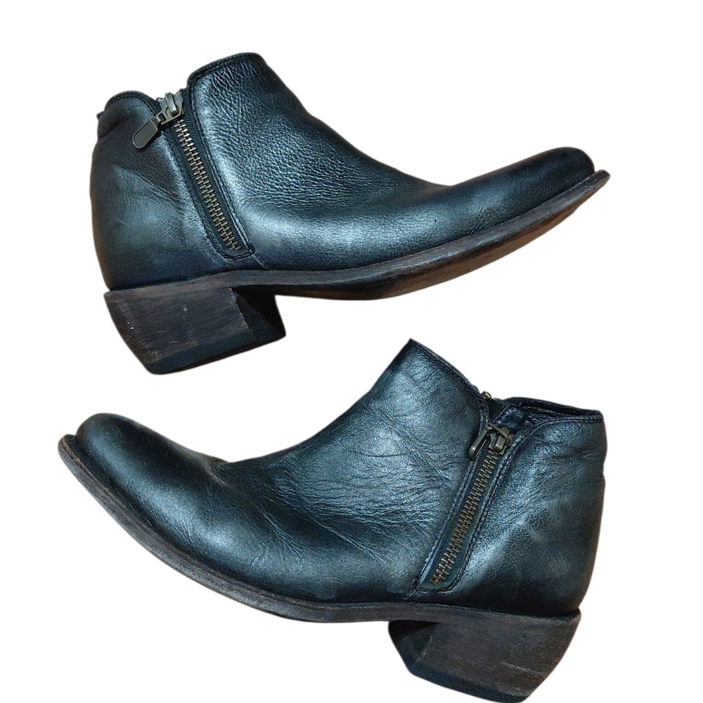 Liberty Inara Metallic Distresses Leather Bootie Western Ankle Boots Size 7